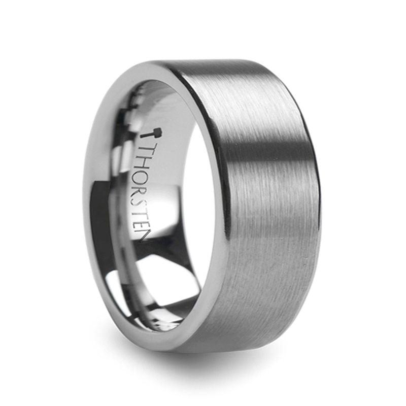 MERCURY - Flat Brushed Finish Tungsten Wedding Ring - 10mm to 12mm - The Rutile Ltd