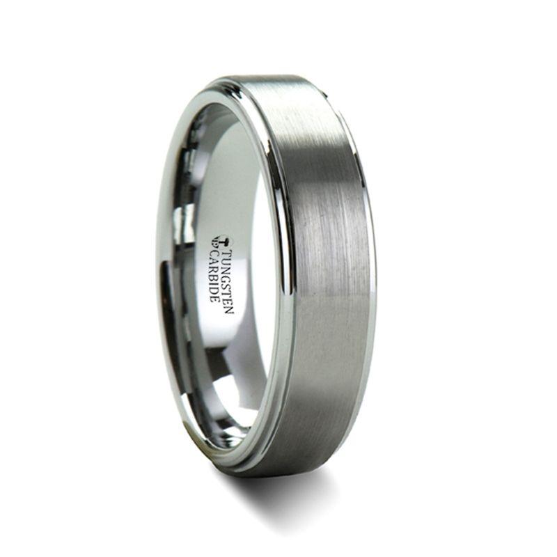 OPTIMUS - Raised Center with Brush Finish Tungsten Ring - 4mm-8mm - The Rutile Ltd
