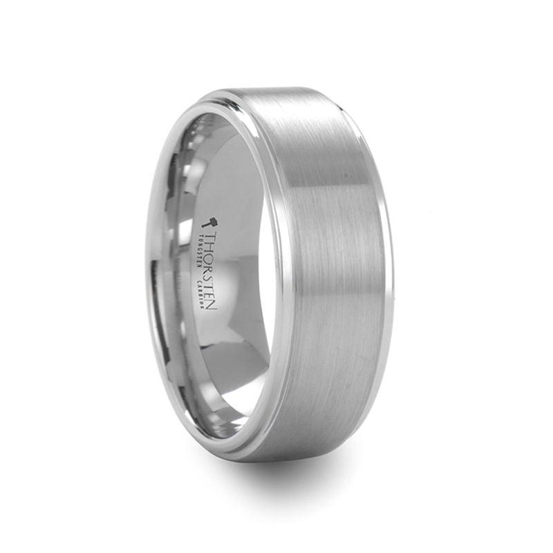 ORLOFF - White Tungsten Ring with Raised Brush Finished Center - 6mm - 8mm - The Rutile Ltd