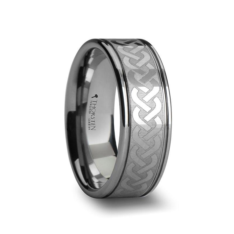 PALLAS - Laser Engraved Tungsten Ring with Celtic Knot - 6mm - 10mm - The Rutile Ltd