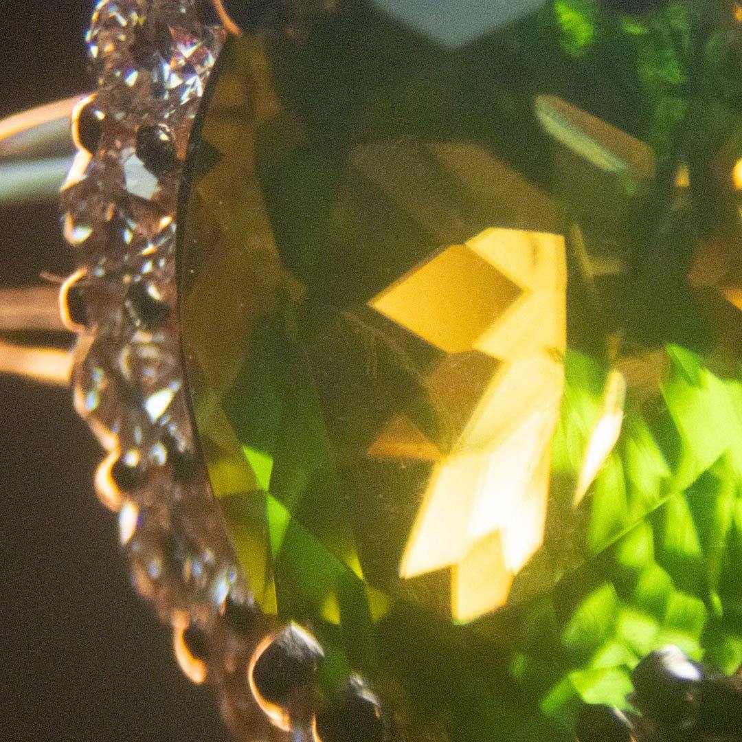 3.18ct Arizona Peridot set in 14kt Halo Ring with 0.83ct of Diamonds - The Rutile Ltd