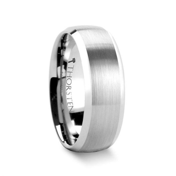 POLARIS - Domed Brushed Finish Tungsten Ring with Polished Bevels - 6mm or 8mm - The Rutile Ltd