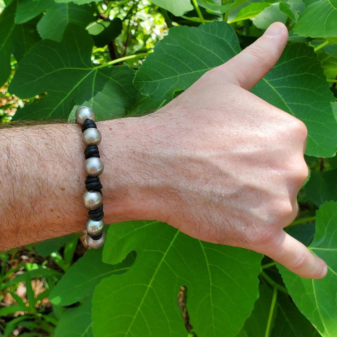 “Poseidon” - Tahitian Pearl Leather Bracelet - The Rutile Ltd