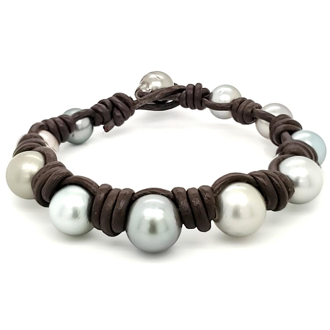 “Poseidon” - Tahitian Pearl Leather Bracelet - The Rutile Ltd