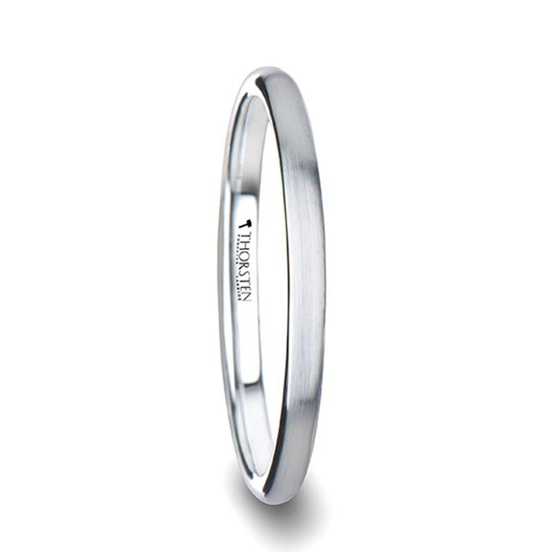 PYTHIUS - Domed Brush Finished White Tungsten Ring - 2mm - 8mm - The Rutile Ltd