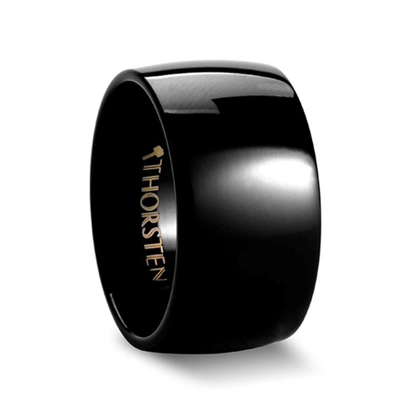 RAVEN - Domed Black Tungsten Wedding Band - 10MM - 12MM - The Rutile Ltd