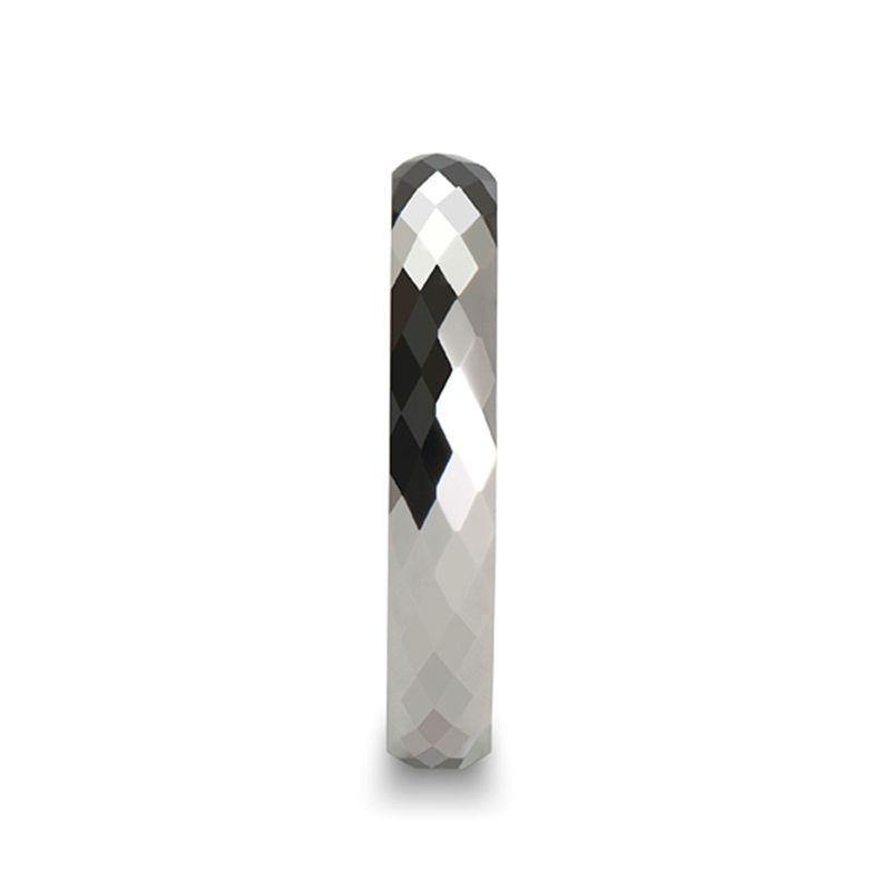 SCOTTSDALE - 288 Diamond Faceted White Tungsten Ring - 4mm - 8mm - The Rutile Ltd