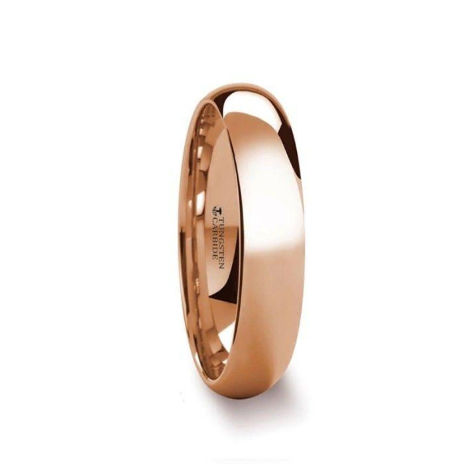 SOL - Traditional Domed Rose Gold Plated Tungsten Carbide Wedding Ring - 4mm - 8mm - The Rutile Ltd