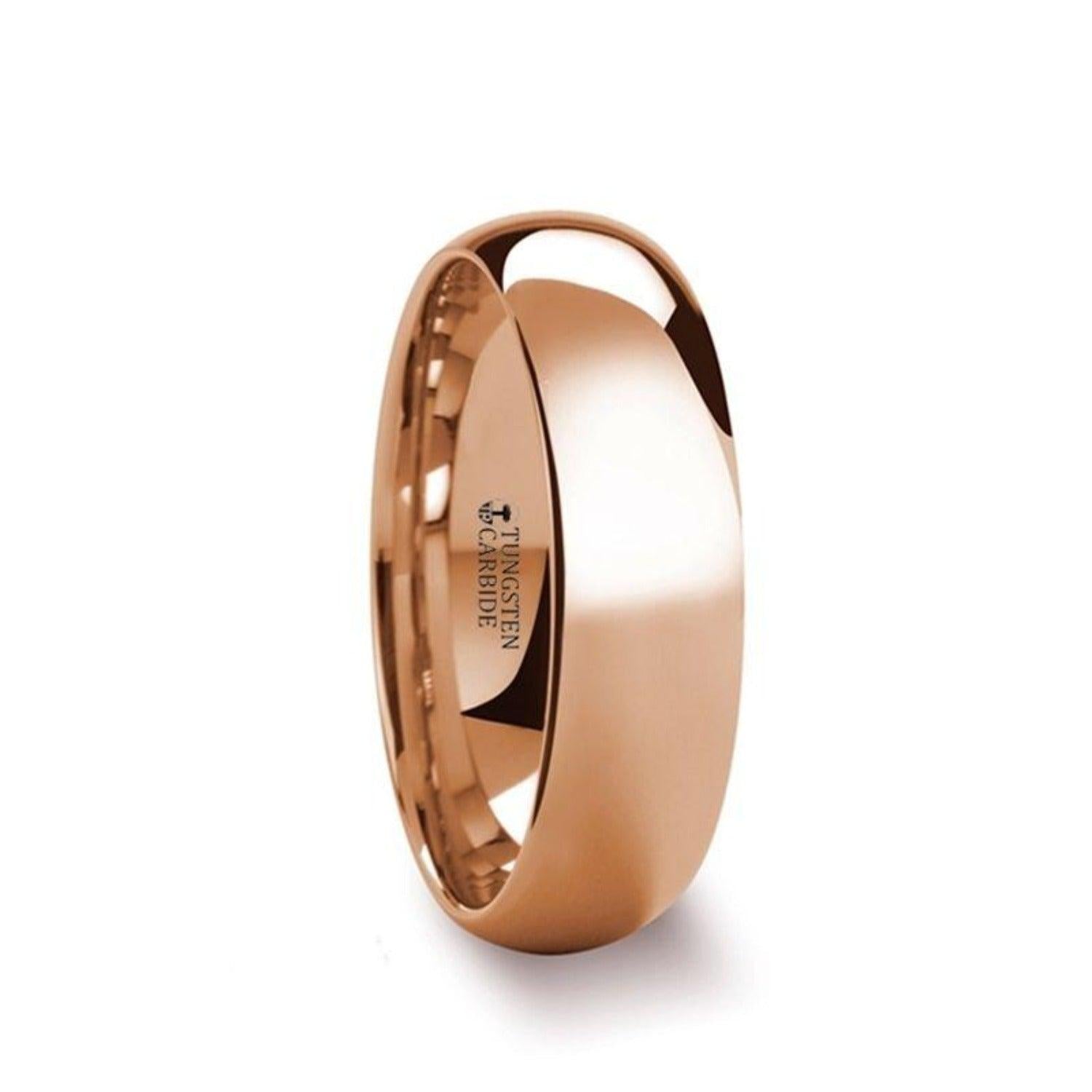 SOL - Traditional Domed Rose Gold Plated Tungsten Carbide Wedding Ring - 4mm - 8mm - The Rutile Ltd