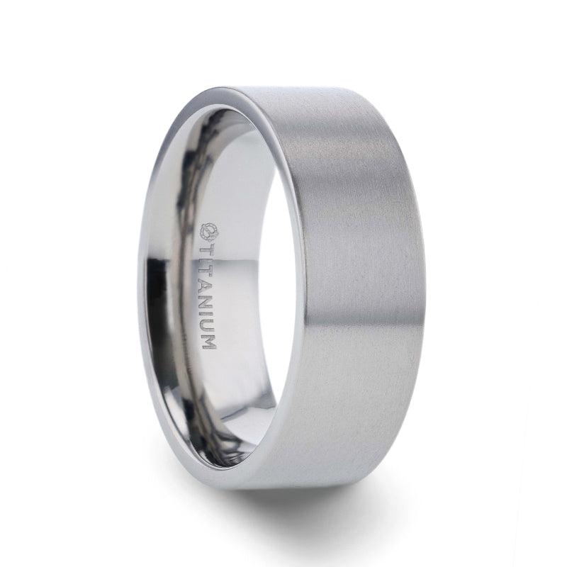 SOLAR - Flat Profile Brushed Finish Men’s Titanium Wedding Band - 8mm - The Rutile Ltd