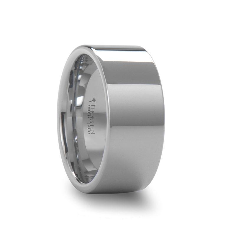 STOCKTON - Flat Style White Tungsten Ring - 10mm - 12mm - The Rutile Ltd