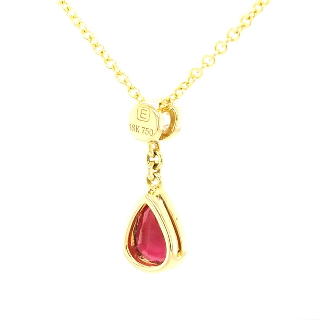 "The Bixby" - Bixbite and Diamond Pendant in 18kt Yellow Gold - The Rutile Ltd