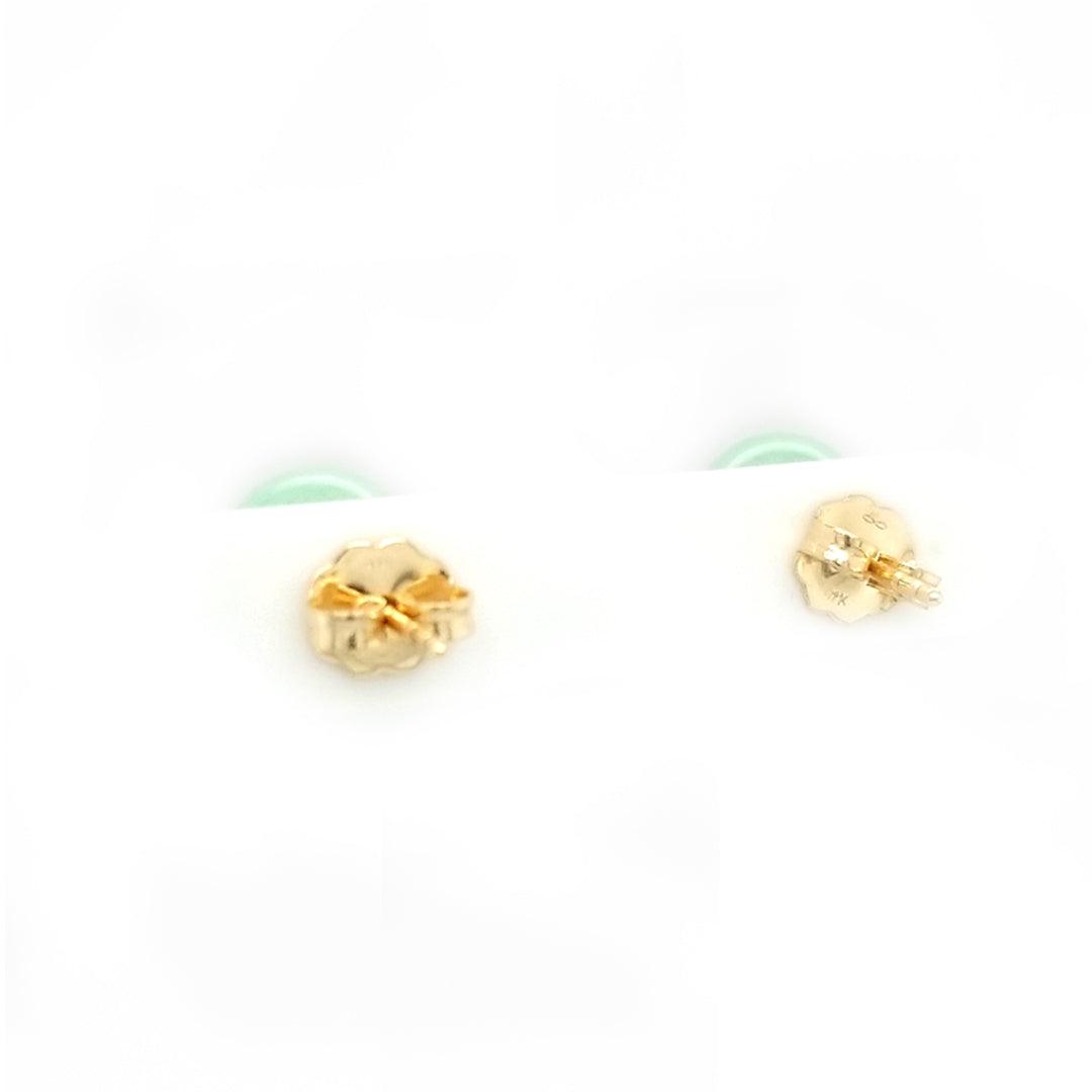 “The Harmony” - Green Jade Ball Stud Earrings in 14kt Yellow Gold by Mason-Kay - The Rutile Ltd