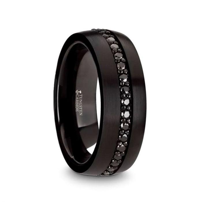VALIANT - Black Tungsten Ring with Black Sapphires - 8mm - The Rutile Ltd