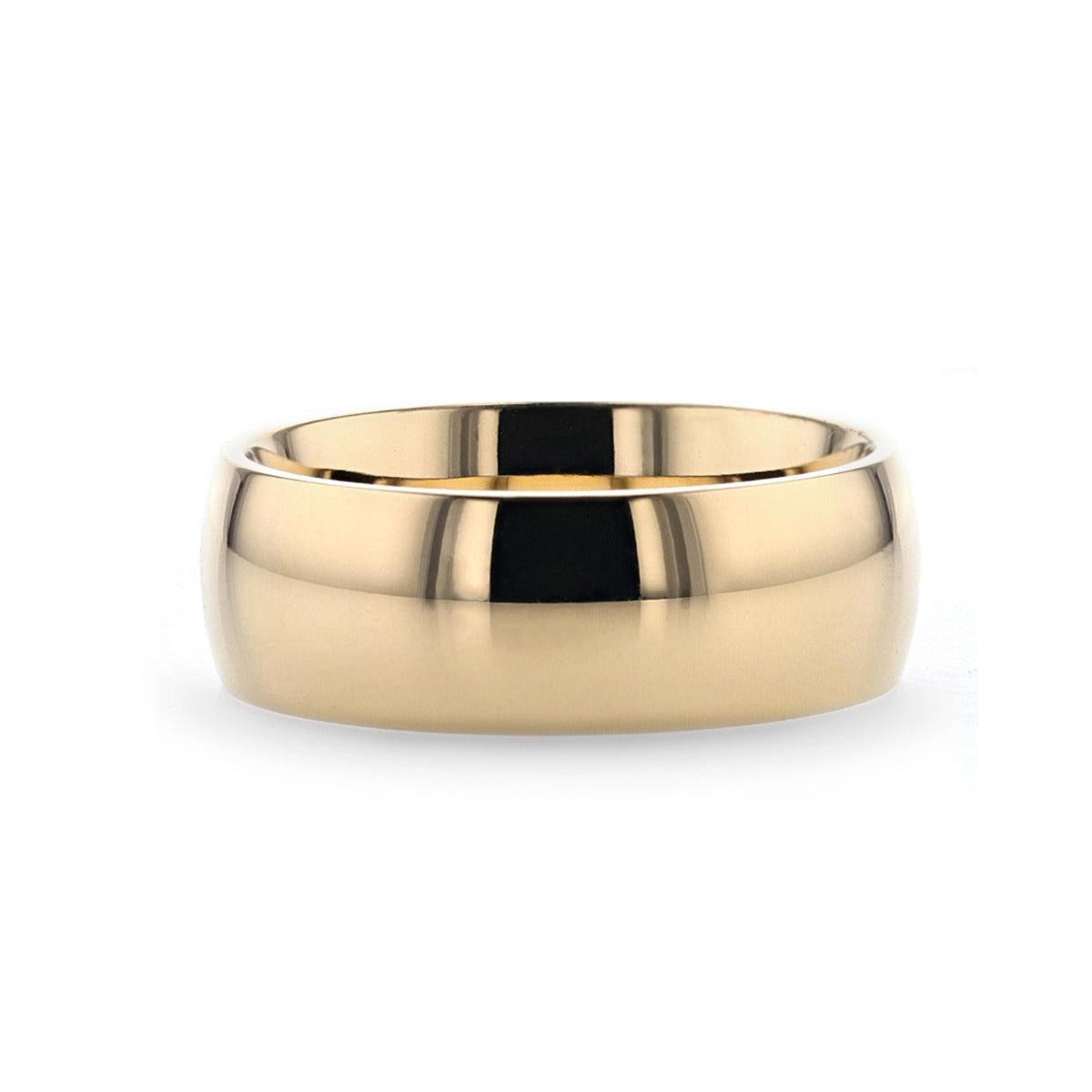 VANNA - Traditional Domed Gold Plated Titanium Wedding Ring - 8mm - The Rutile Ltd
