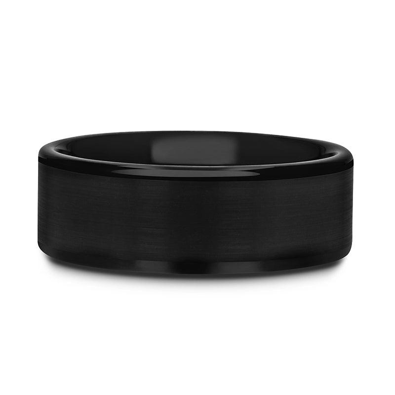 VULCAN - Flat Black Tungsten Ring with Brushed Center & Polished Edges - 4mm - 7mm - The Rutile Ltd