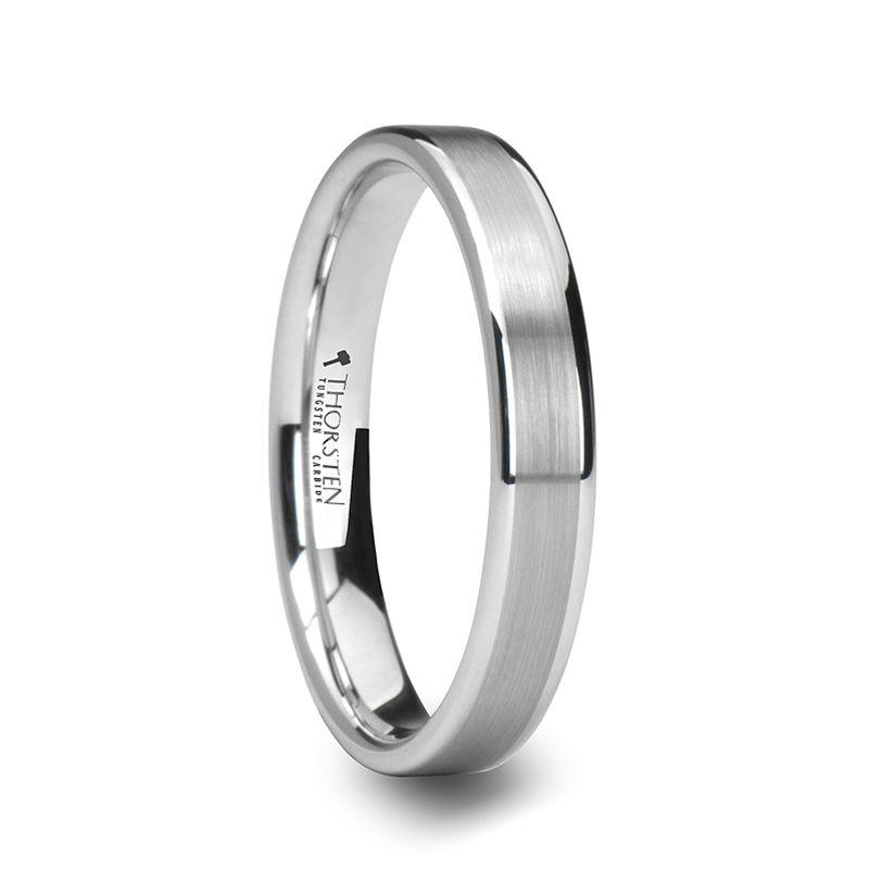 WAYNE - Flat White Tungsten Wedding Band with Brushed Finished Center - 4mm - 8mm - The Rutile Ltd
